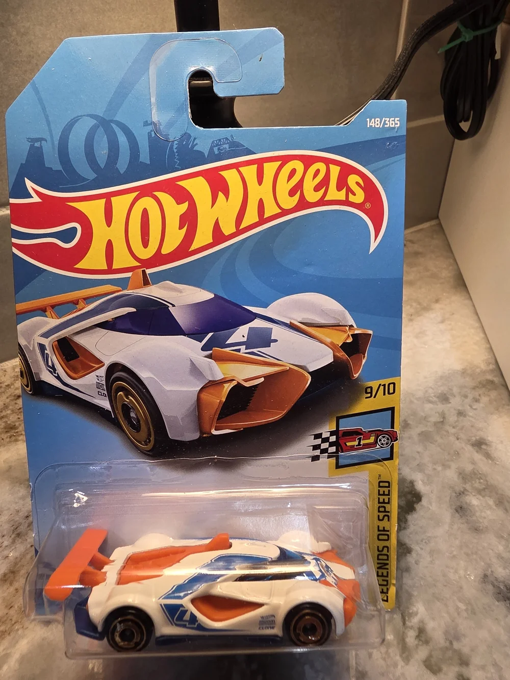 Hot Wheels Legends of Speed White & Orange Race Car